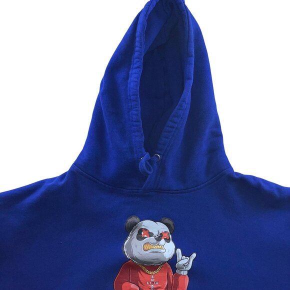 Streetwear Royal Blue Graphic Hoodie Featuring Panda Character & Money Design HE - Picture 6 of 12